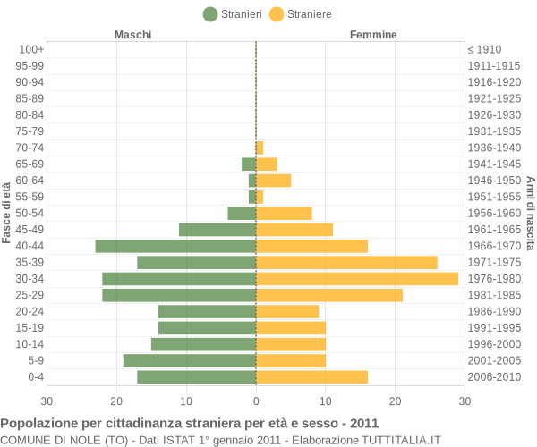 Grafico cittadini stranieri - Nole 2011