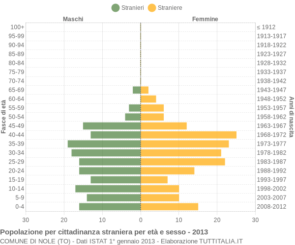 Grafico cittadini stranieri - Nole 2013