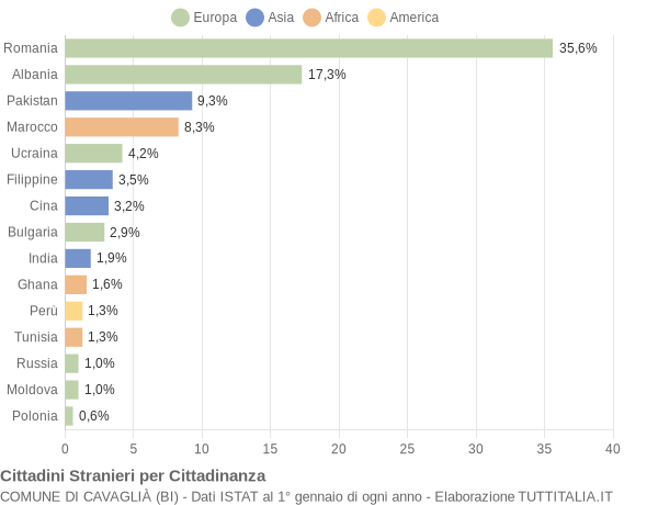 Grafico cittadinanza stranieri - Cavaglià 2017