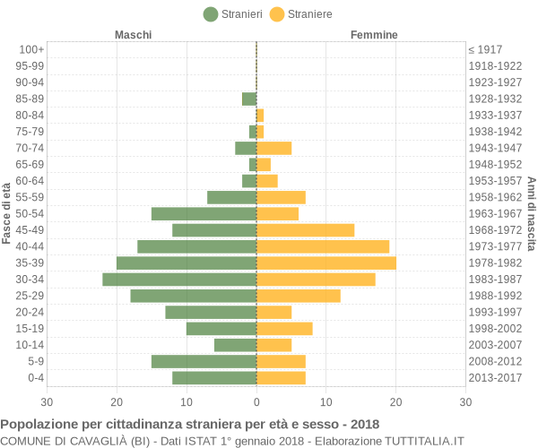 Grafico cittadini stranieri - Cavaglià 2018