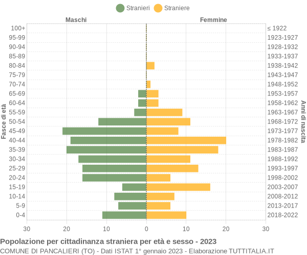 Grafico cittadini stranieri - Pancalieri 2023