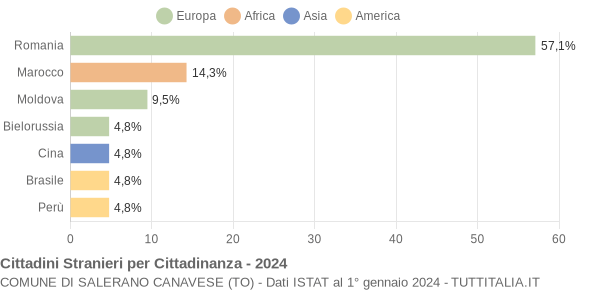 Grafico cittadinanza stranieri - Salerano Canavese 2024