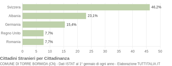 Grafico cittadinanza stranieri - Torre Bormida 2007