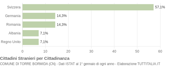 Grafico cittadinanza stranieri - Torre Bormida 2008