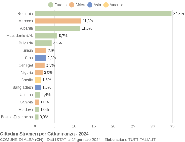 Grafico cittadinanza stranieri - Alba 2024