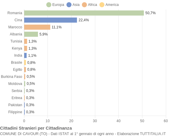 Grafico cittadinanza stranieri - Cavour 2017