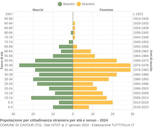 Grafico cittadini stranieri - Cavour 2024