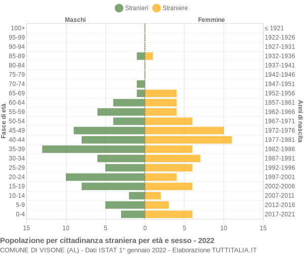 Grafico cittadini stranieri - Visone 2022