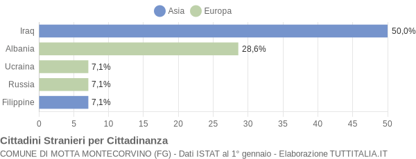 Grafico cittadinanza stranieri - Motta Montecorvino 2006