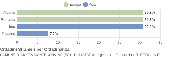 Grafico cittadinanza stranieri - Motta Montecorvino 2009