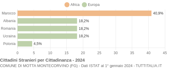 Grafico cittadinanza stranieri - Motta Montecorvino 2024