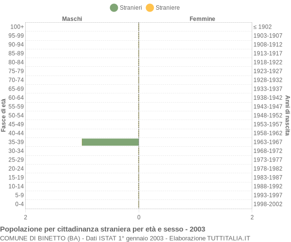 Grafico cittadini stranieri - Binetto 2003