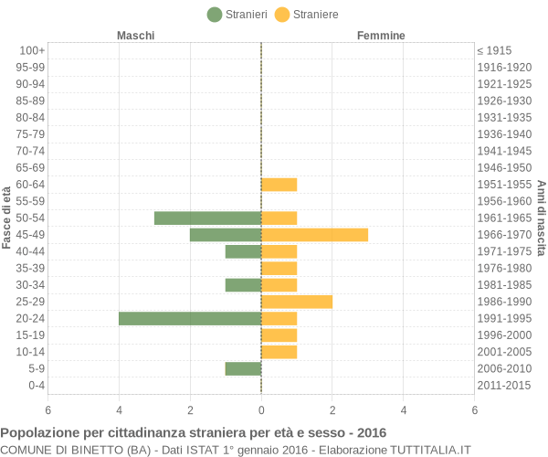 Grafico cittadini stranieri - Binetto 2016