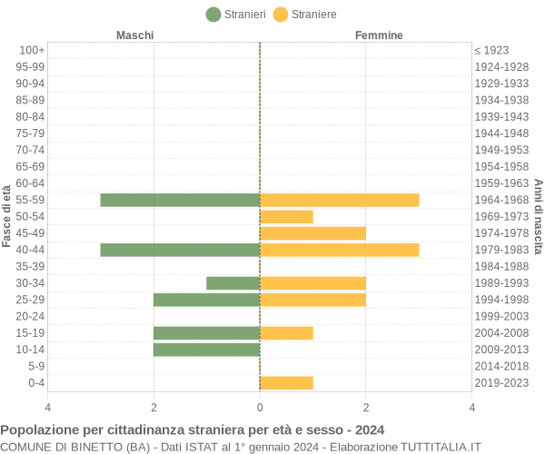 Grafico cittadini stranieri - Binetto 2024