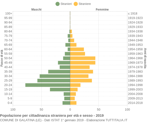 Grafico cittadini stranieri - Galatina 2019