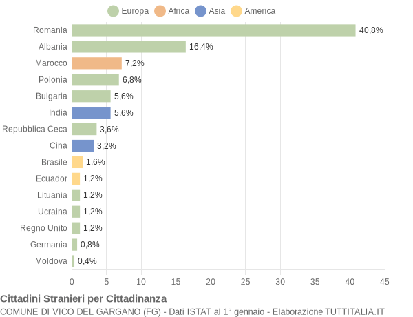 Grafico cittadinanza stranieri - Vico del Gargano 2019