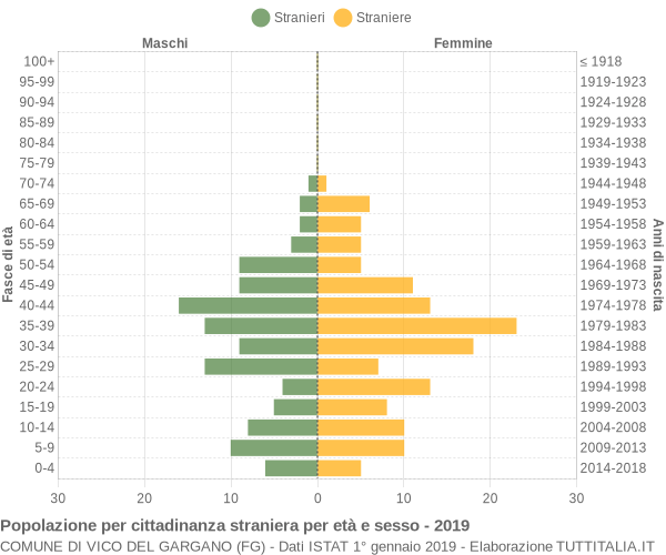 Grafico cittadini stranieri - Vico del Gargano 2019