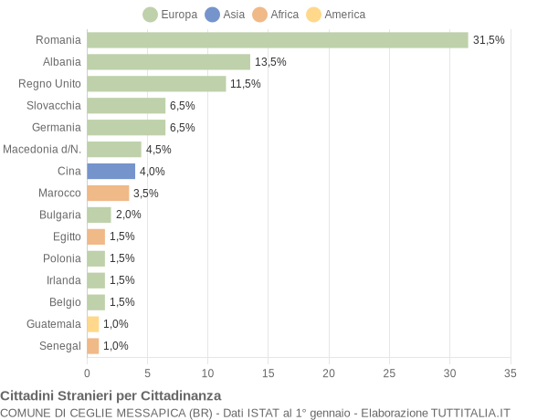 Grafico cittadinanza stranieri - Ceglie Messapica 2008