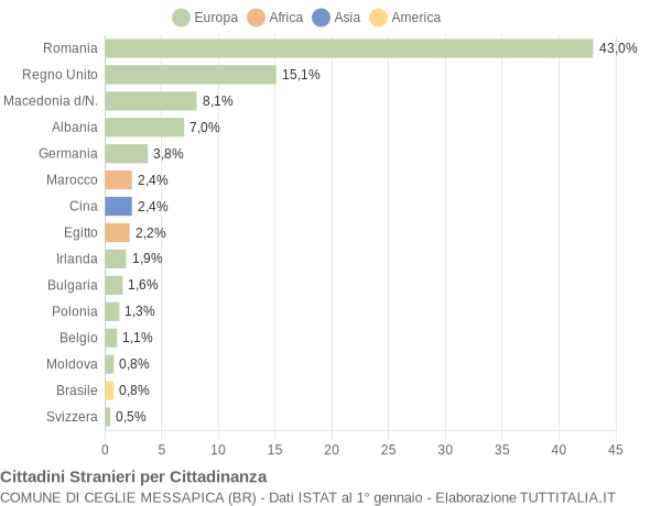 Grafico cittadinanza stranieri - Ceglie Messapica 2011