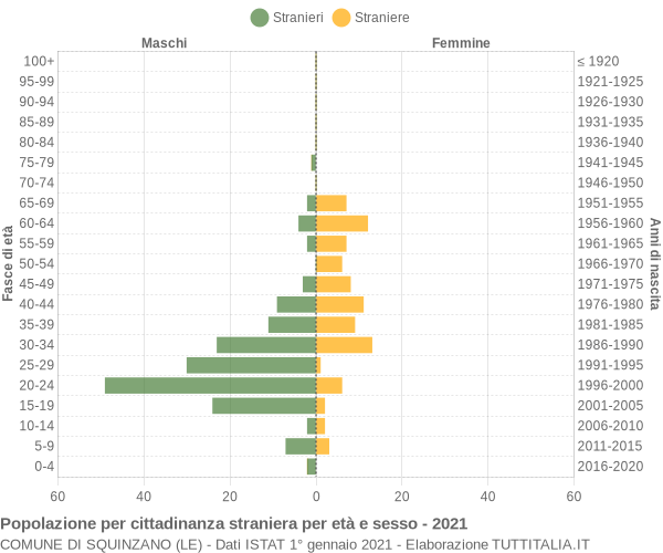 Grafico cittadini stranieri - Squinzano 2021