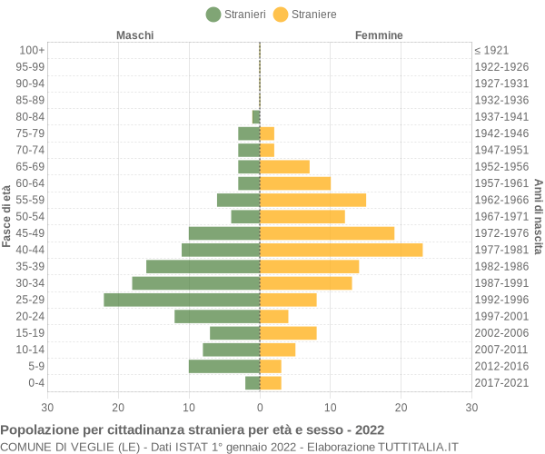 Grafico cittadini stranieri - Veglie 2022