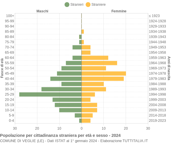 Grafico cittadini stranieri - Veglie 2024