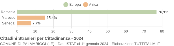 Grafico cittadinanza stranieri - Palmariggi 2024