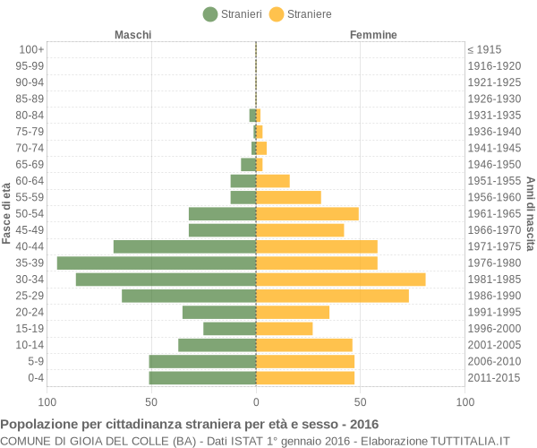 Grafico cittadini stranieri - Gioia del Colle 2016