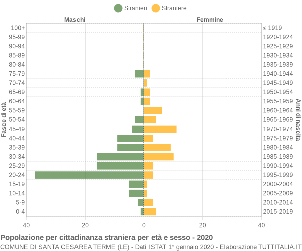 Grafico cittadini stranieri - Santa Cesarea Terme 2020