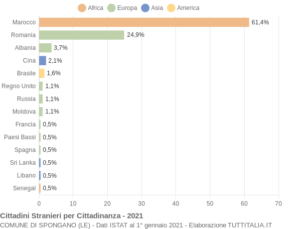 Grafico cittadinanza stranieri - Spongano 2021