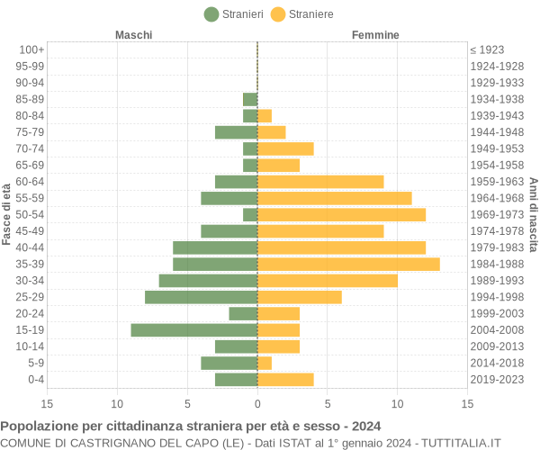 Grafico cittadini stranieri - Castrignano del Capo 2024