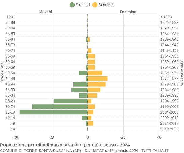 Grafico cittadini stranieri - Torre Santa Susanna 2024