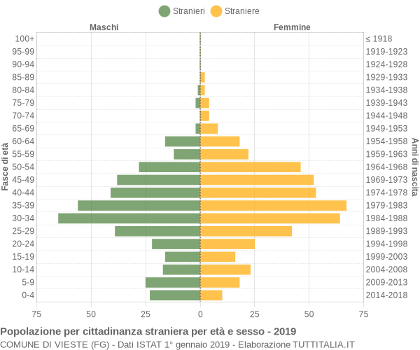 Grafico cittadini stranieri - Vieste 2019