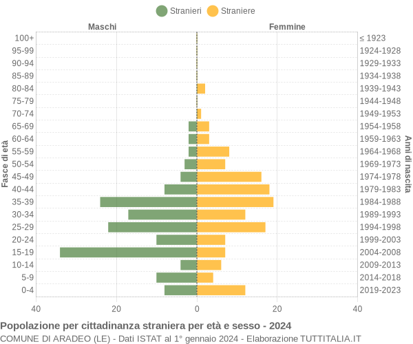 Grafico cittadini stranieri - Aradeo 2024