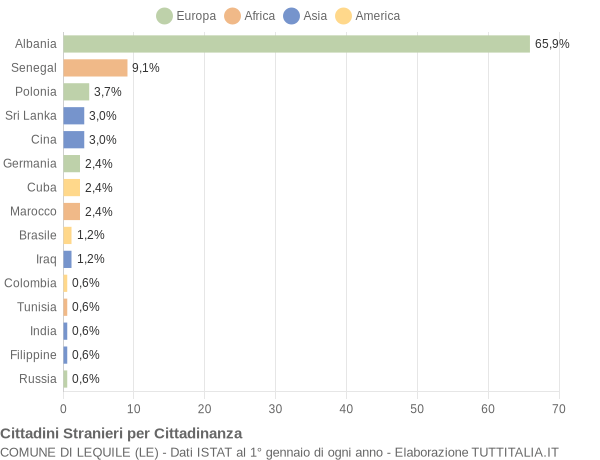 Grafico cittadinanza stranieri - Lequile 2006