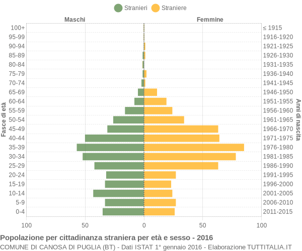 Grafico cittadini stranieri - Canosa di Puglia 2016