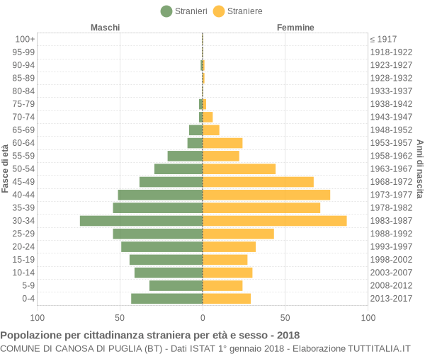 Grafico cittadini stranieri - Canosa di Puglia 2018