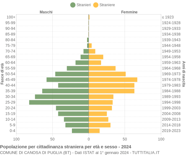 Grafico cittadini stranieri - Canosa di Puglia 2024