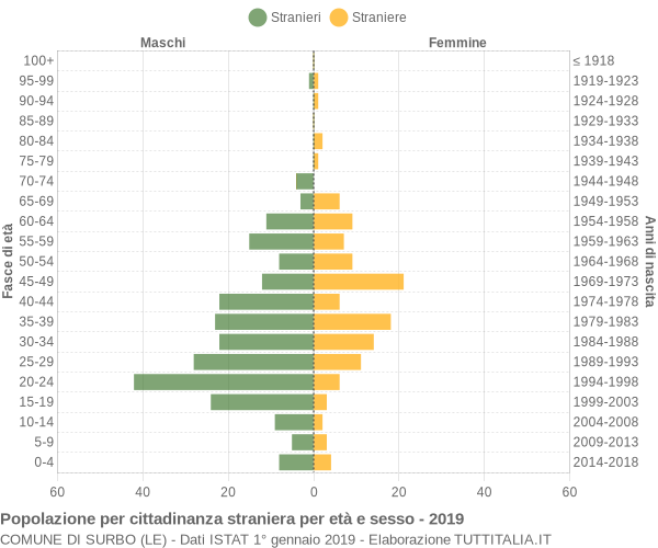 Grafico cittadini stranieri - Surbo 2019