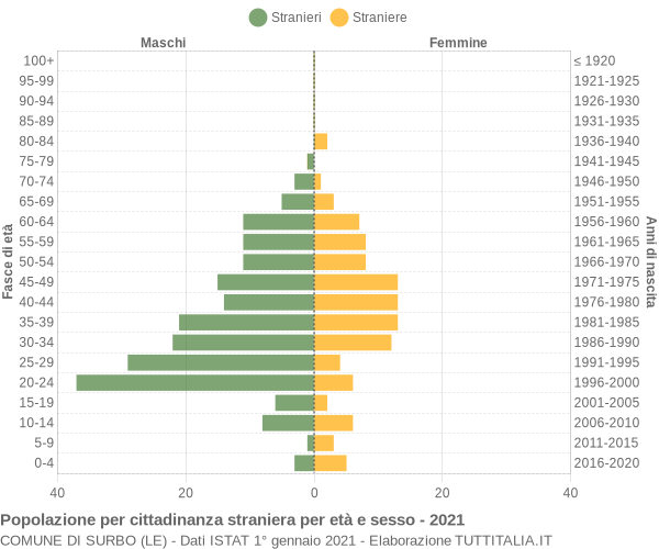 Grafico cittadini stranieri - Surbo 2021