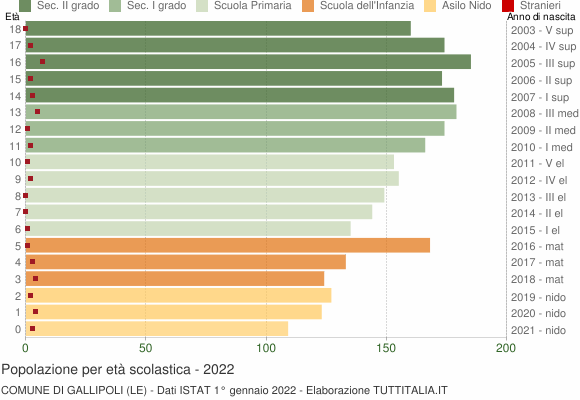 Grafico Popolazione in età scolastica - Gallipoli 2022