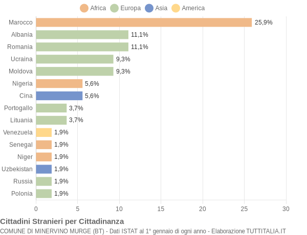 Grafico cittadinanza stranieri - Minervino Murge 2007