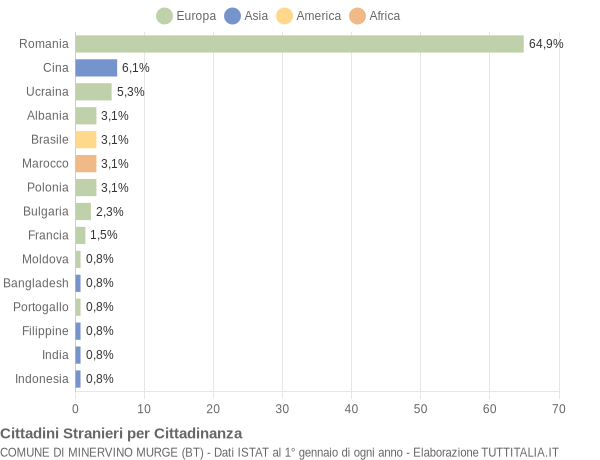 Grafico cittadinanza stranieri - Minervino Murge 2020