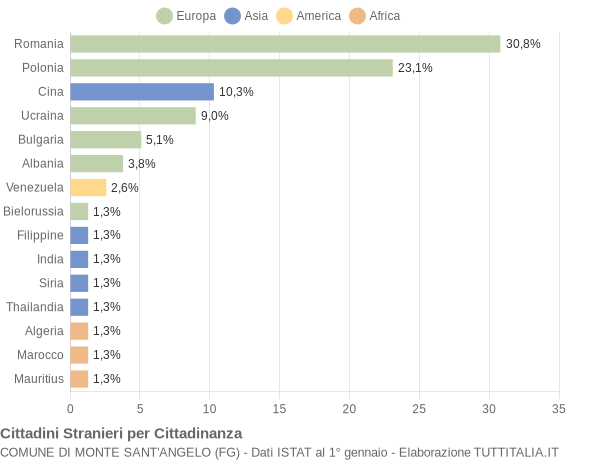 Grafico cittadinanza stranieri - Monte Sant'Angelo 2008