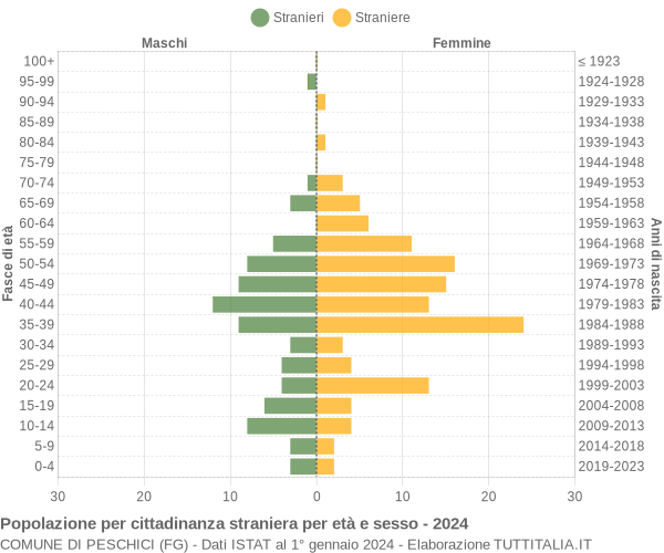 Grafico cittadini stranieri - Peschici 2024