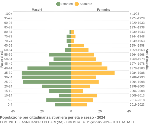 Grafico cittadini stranieri - Sannicandro di Bari 2024