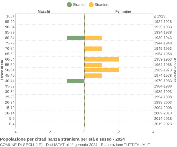 Grafico cittadini stranieri - Seclì 2024