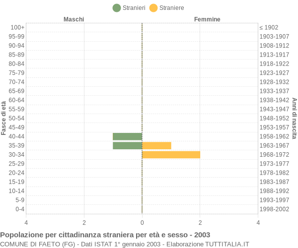 Grafico cittadini stranieri - Faeto 2003