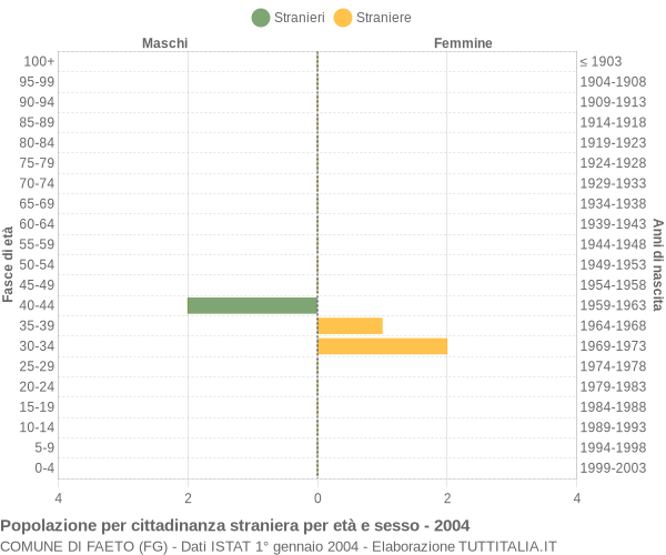 Grafico cittadini stranieri - Faeto 2004