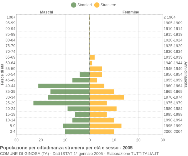 Grafico cittadini stranieri - Ginosa 2005